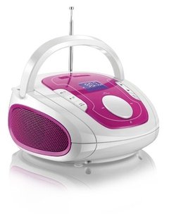 Caixa De Som Boombox Bluetooth Som 5 Em 1 Rosa E Branca Mult