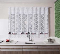 Cortina Linha Valencia Com Estampa De Utensilios 200cm X 120