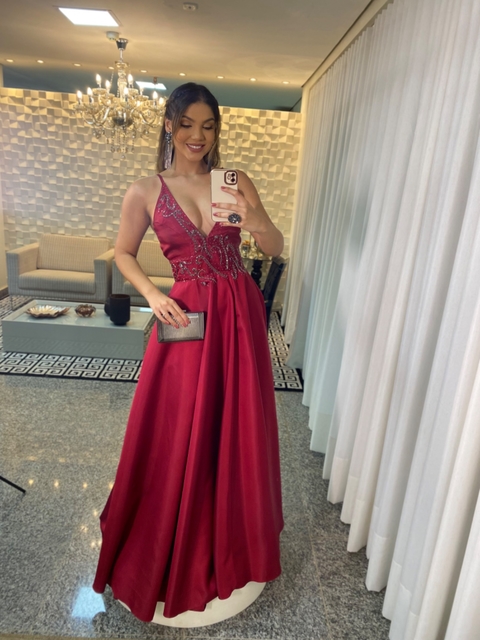 VESTIDO DE FESTA MARSALA 