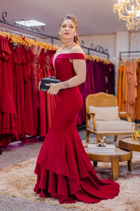 Vestido de Festa Marsala Disponível Para Locação (88994)