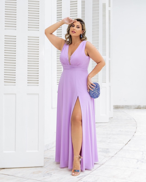 VESTIDO DE FESTA PLUS SIZE LILÁS