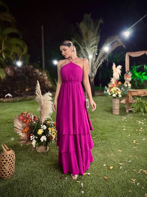 VESTIDO DE FESTA ROSA FUCSIA DISPONÍVEL PARA LOCAÇÃO (14156)