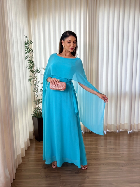 Vestido de Festa Azul Tiffany