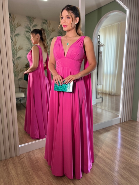 vestido de festa rosa fucsia para aluguel