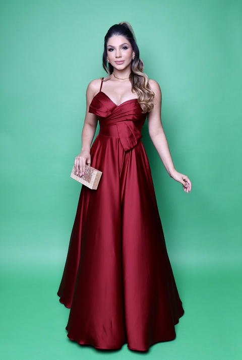VESTIDO DE FESTA MARSALA DISPONÍVEL PARA LOCAÇÃO (14399)