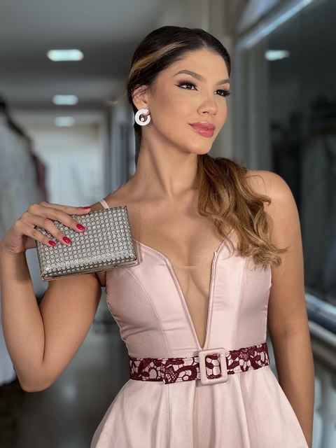 VESTIDO DE FESTA NUDE ROSADO DISPONÍVEL PARA LOCAÇÃO (6033)