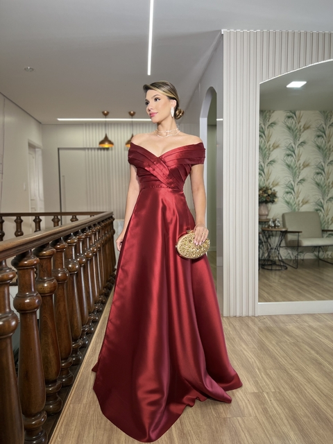 VESTIDO DE FESTA MARSALA DISPONÍVEL PARA LOCAÇÃO (6098)
