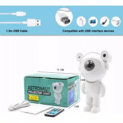 PROYECTOR ASTRONAUTA ROBOT NIEBLA ESTRELLAS LUNA PARLANTE R3353 - comprar online