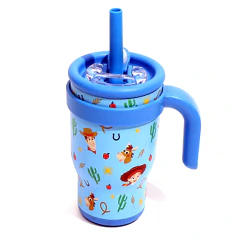 VASO TERMICO 400ML CON TAPA Y BOMBILLA WOODY TIRO AL BLANCO DTS8364