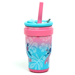 VASO TERMICO 400ML CON TAPA Y BOMBILLA STITCH DLS8365