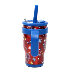 VASO TERMICO 400ML CON TAPA Y BOMBILLA SPIDERMAN DSM8366