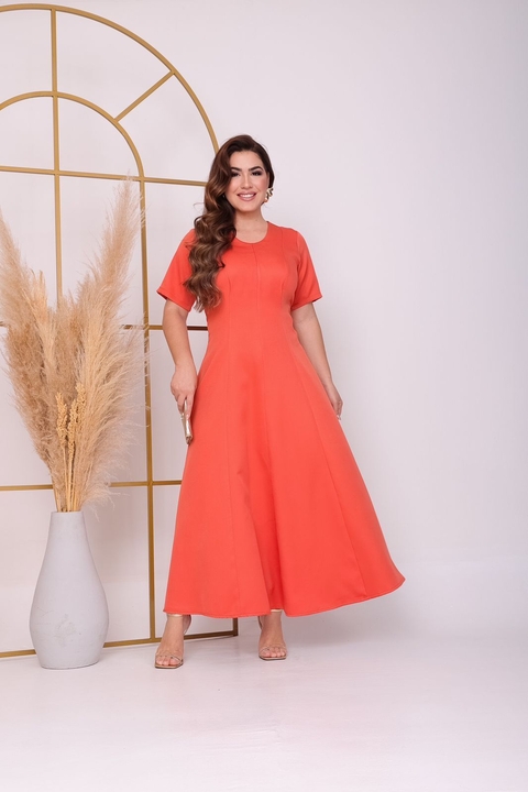 Vestido Max Midi Alfaiataria (Dandara) 2026 Coral