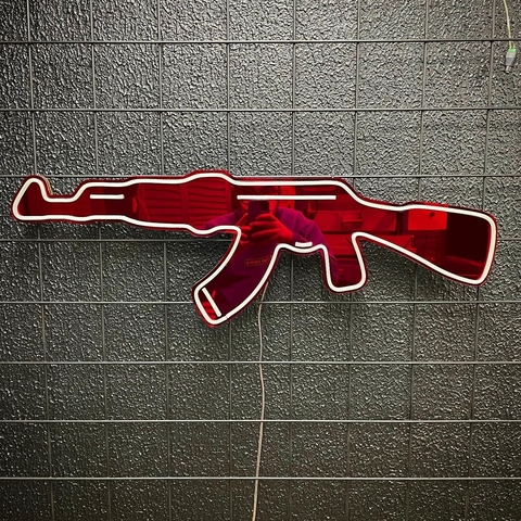 Placa Painel Neon Led Ak-47 Espelhado