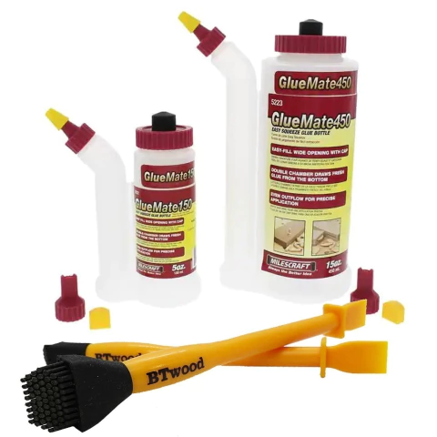 Milescraft Combo Botellas Cola Carpinteria + Set 2 Brochas