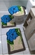 Jogo De Tapete Banheiro 3 Peças Frufru Flor Azul Royal