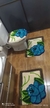 Jogo De Tapete Banheiro 3 Peças Frufru Flor Azul Royal com fundo antiderrapante na internet