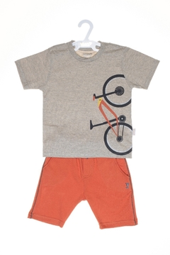 Conjunto Menino 1/2 Malha Mescla e Bermuda Bicicleta 2677 - comprar online
