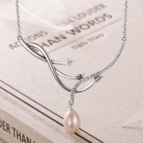 CORDÃO PRATA RAMOS PÉROLA ROSA - comprar online