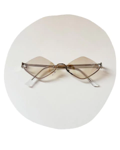 Óculos de sol feminino losango prata espelhado transparente