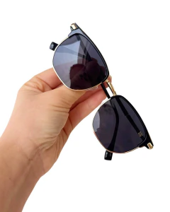 Óculos de sol masculino clubmaster prata e preto - comprar online