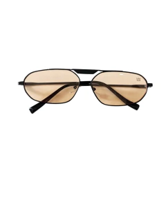 Óculos de sol feminino oval Virgínia metal preto lentes cosméticas na internet
