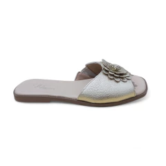 Rasteira de Couro Flor Dourada 13859 - comprar online