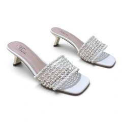 Sandália Off White Trama Salto Prata 14047 na internet