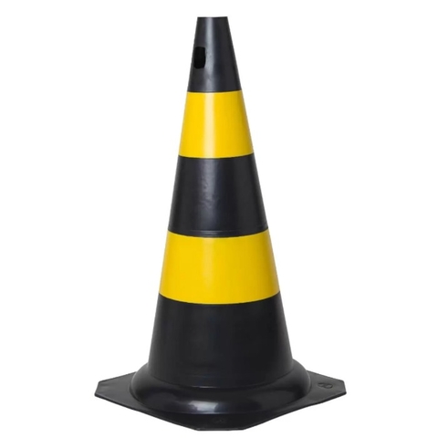 CONE RIGIDO PRETO E AMARELO - 50CM - KTELI