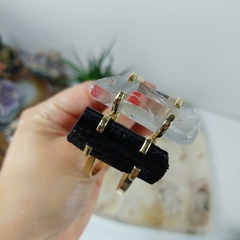 Bracelete 2 Pedras Turmalina Preta e Cristal Natural Reguláve - comprar online
