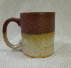 Jarro mug recto con asa grande combinado color ciruela y arena - tienda online