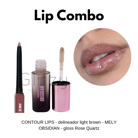 LIP COMBO 01 - delineador light brown MELY - gloss Rose Quartz RUBY ROSE