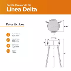Parrilla Circular de Pie Desmontable CON PARRILLA Y APOYA DISCO - tienda online