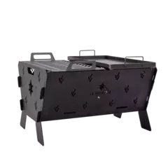 Fogonero Leñero Recto Doble Desmontable CON PARRILLA y PLANCHETA