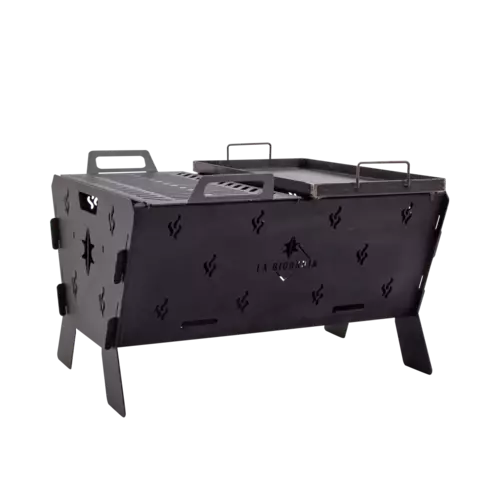 Fogonero Leñero Recto Doble Desmontable CON PARRILLA y PLANCHETA