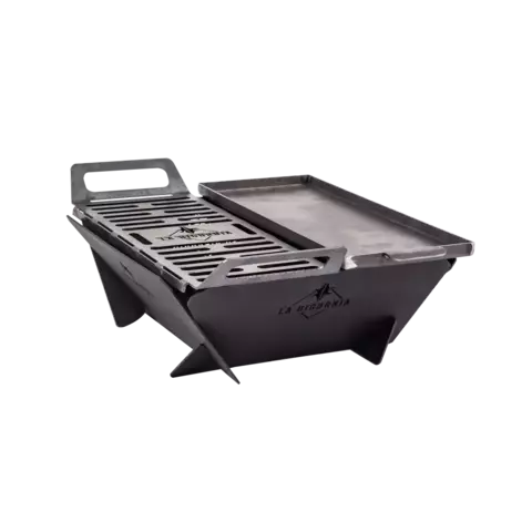 Fogonero Glamping Cuadrado Desmontable CON PARRILLA Y PLANCHETA