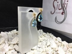 Aros colgantes de oro 18K con agua marina - comprar online