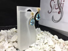 Aros colgantes de oro 18K con agua marina - comprar online