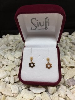 Aros Flor Colgante 18ktes