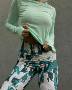 3281T. REMERA TÉRMICA CON PASADEDO Y PUÑO VERDE MENTA - comprar online