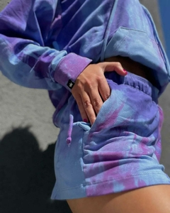 SHORT ALGODÓN CON CORDÓN BATIK AZUL Y VIOLETA - comprar online