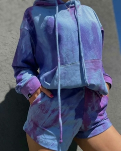 SHORT ALGODÓN CON CORDÓN BATIK AZUL Y VIOLETA