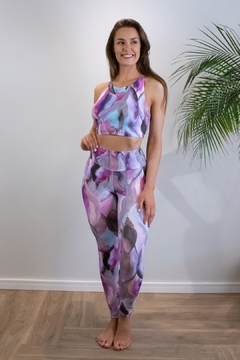 Top com Alças Cruzadas Estampado Lilás