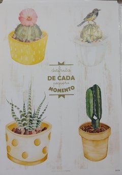CAMILA LAMINA DECOUPAGE A4 D174 CACTUS Y PAJARITOS