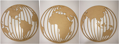 Laser tríptico mapa mundi MDF 3 mm