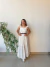 Vestido longo branco indiano lese alça babado G - comprar online