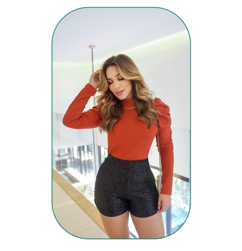 Blusa Manga Longa Canelado Festa P Telha - comprar online