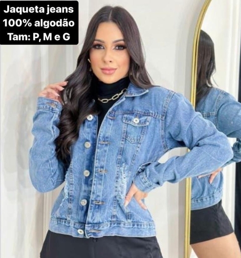 Jaqueta jeans claro destroyer feminina G