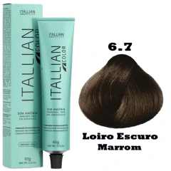 Coloração Itallian Color Sem Amônia 60g 6.7 Loiro Escuro Marrom - comprar online