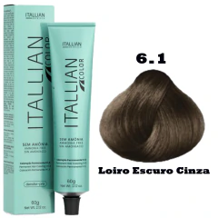 Coloração Itallian Color Sem Amônia 60g 6.1 Loiro Escuro Cinza - comprar online