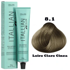 Coloração Itallian Color Sem Amônia 60g 8.1 Loiro Claro Cinza - comprar online